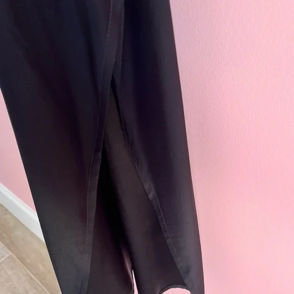 Natalie Martin Silk Dress Black Caftan Maxi Medium Pockets Vacation - Picture 4 of 7